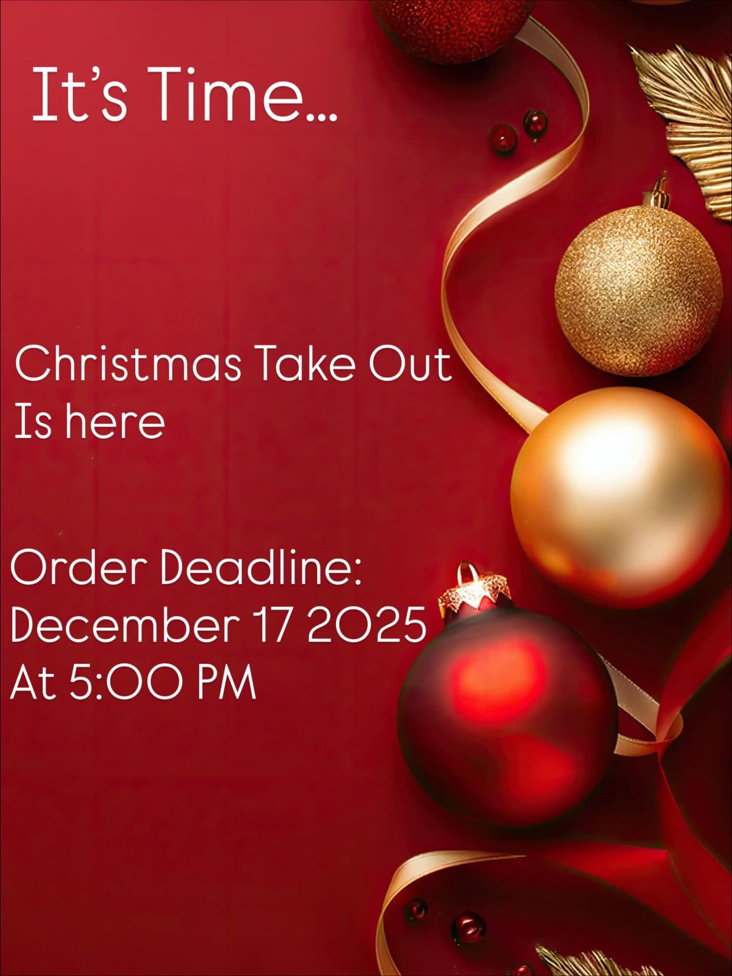 🎄✨ Christmas Takeout is HERE! ✨🎄
Let us handle the holiday cooking so you can sit back and celebrate. 🎁🍴
📅 Order Deadline: Wednesday, December 17 at 5 PM
🎅 Pickup Date: Wednesday, December 24, 2025
Visit our website to view our Christmas & Regular Takeout Menus and place your order today! 🎁❤️
Call us @ 905.660.1110 🎄
https://www.thevenetian.ca/menu/take-out/christmas
#ChristmasTakeout #HolidayFeast #FestiveEats #OrderNow #HolidayDinner